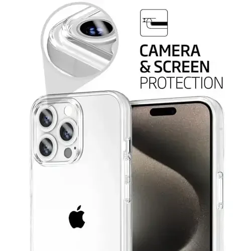 TENOC Phone Case Compatible with iPhone 15 Pro, Clear Case Shockproof Protective Bumper Slim Cover for 6.1 Inch - 4