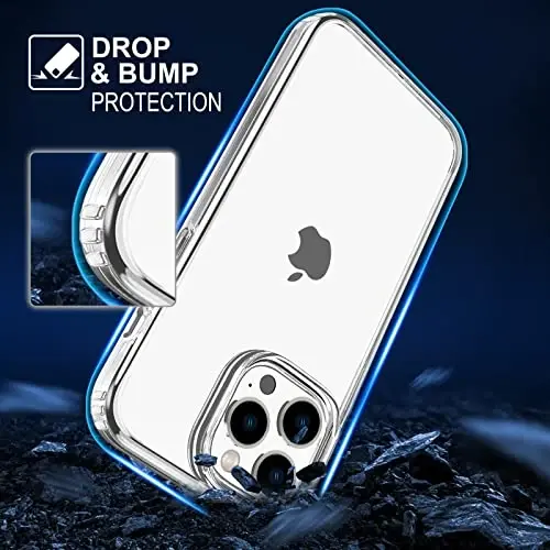 TENOC Phone Case Compatible with iPhone 15 Pro, Clear Case Anti-Yellowing Protective Bumper Hard Back Cover for 6.1 Inch - 4