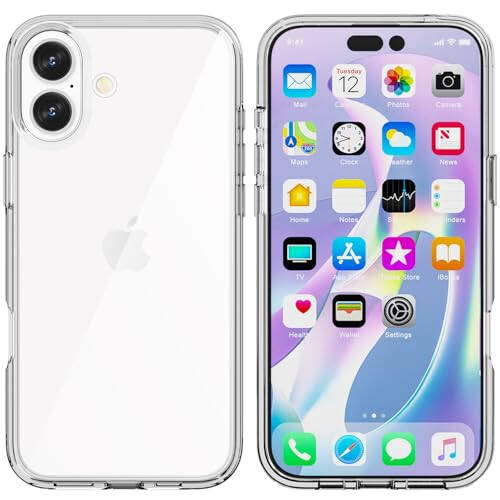 TENOC Phone Case Compatible with iPhone 16, Clear Case Shockproof Protective Bumper Slim Cover for 6.1 Inch - 1