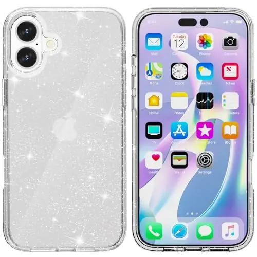 TENOC Phone Case Compatible with iPhone 16, Glitter Case Clear Sparkling Protective Bumper Cute Cover for Girls Women - 1