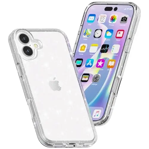 TENOC Phone Case Compatible with iPhone 16, Glitter Case Clear Sparkling Protective Bumper Cute Cover for Girls Women - 4