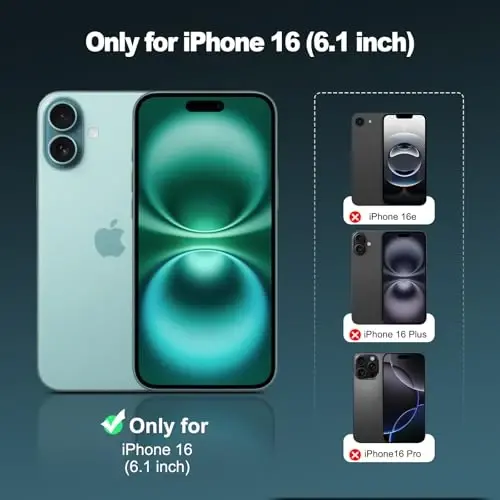 TENOC Phone Case Compatible with iPhone 16, Black Case Anti-Fingerprint Protective Bumper Matte Cover for 6.1 Inch - 2
