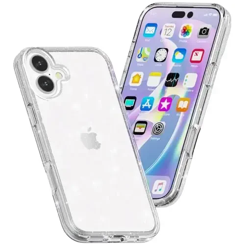 TENOC iPhone 16 Plus bilan mos keladigan telefon g‘ilofi, yaltiroq g‘ilof, tiniq yorqin himoya bamperi, qizlar va ayollar uchun yoqimli g‘ilof - 4