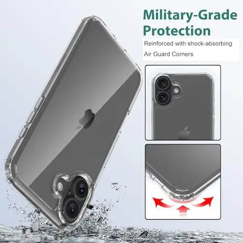 TENOC Phone Case Compatible with iPhone 16 Plus, Clear Case Anti-Yellowing Protective Bumper Hard Back Cover for 6.7 Inch - 4