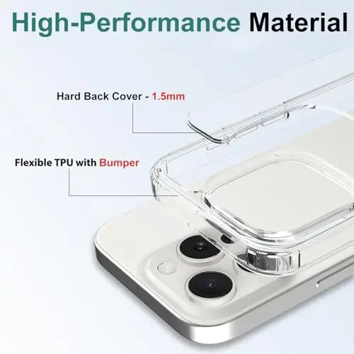 TENOC Phone Case Compatible with iPhone 16 Pro, Clear Case Anti-Yellowing Protective Bumper Hard Back Cover for 6.3 Inch - 3