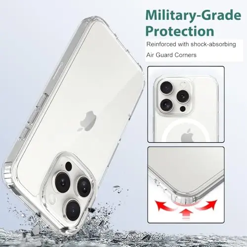 TENOC Phone Case Compatible with iPhone 16 Pro, Clear Case Anti-Yellowing Protective Bumper Hard Back Cover for 6.3 Inch - 4