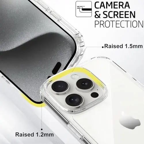 TENOC Phone Case Compatible with iPhone 16 Pro, Clear Case Anti-Yellowing Protective Bumper Hard Back Cover for 6.3 Inch - 5