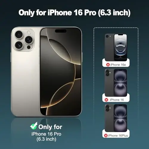 TENOC Phone Case Compatible with iPhone 16 Pro, Black Case Anti-Fingerprint Protective Bumper Matte Cover for 6.3 Inch - 2