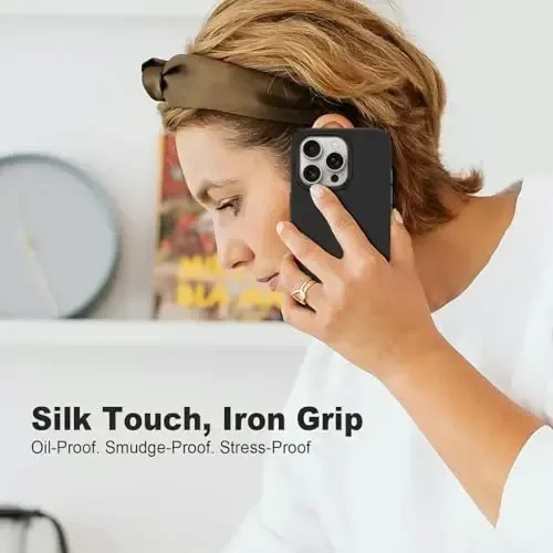 TENOC Phone Case Compatible with iPhone 16 Pro, Black Case Anti-Fingerprint Protective Bumper Matte Cover for 6.3 Inch - 7