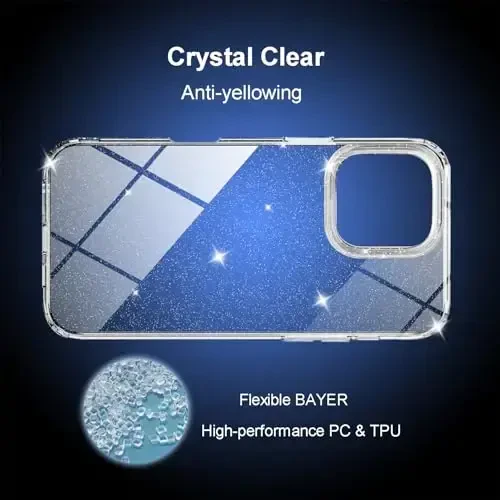 TENOC Phone Case Compatible with iPhone 16 Pro Max, Glitter Case Clear Sparkling Protective Bumper Cute Cover for Girls Women - 6