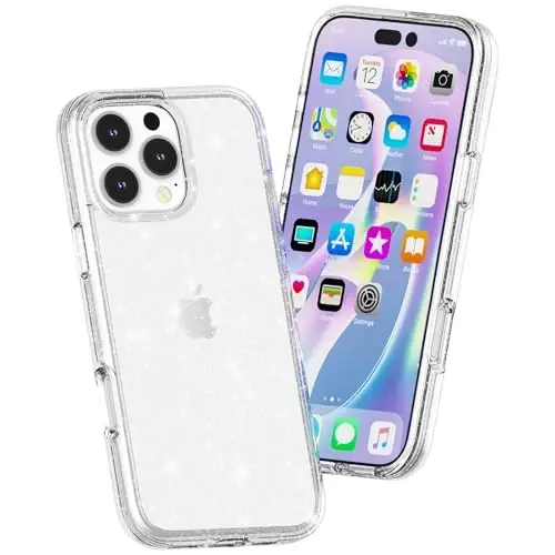 TENOC Phone Case Compatible with iPhone 16 Pro Max, Glitter Case Clear Sparkling Protective Bumper Cute Cover for Girls Women - 4