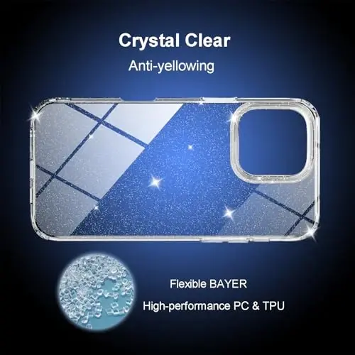 TENOC Phone Case Compatible with iPhone 16 Pro Max, Glitter Case Clear Sparkling Protective Bumper Cute Cover for Girls Women - 6
