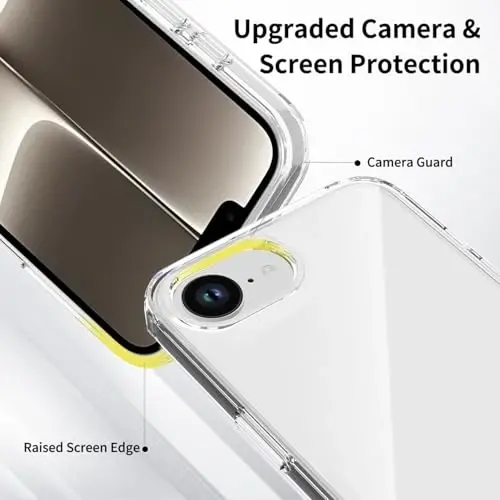TENOC iPhone 16e bilan mos keladigan telefon g‘ilofi, zarbaga chidamli himoya bamperi, 6,1 dyuym uchun yupqa tiniq g‘ilof - 5
