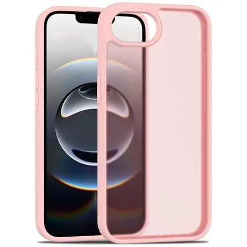 TENOC Phone Case Compatible with iPhone 16e, Pink Case Translucent Protective Bumper Matte Hard Back Cover for 6.1 Inch - TENOC