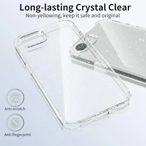 TENOC Phone Case Compatible with iPhone 16e, Glitter Case Clear Sparkling Protective Bumper Cute Cover for Girls Women - 6