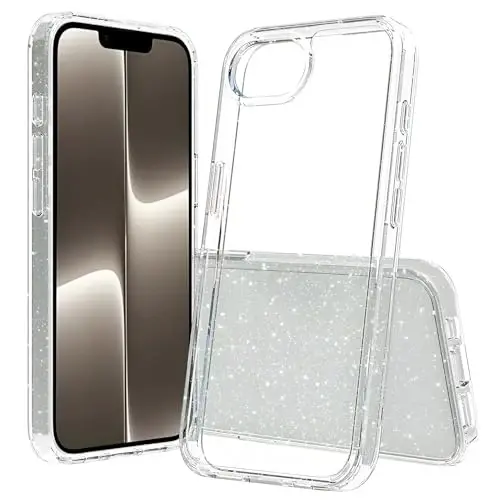 TENOC Phone Case Compatible with iPhone 16e, Glitter Case Clear Sparkling Protective Bumper Cute Cover for Girls Women - TENOC