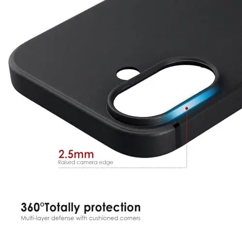 TENOC iPhone 17 bilan mos keladigan telefon g‘ilofi, qora g‘ilof barmoq izlariga qarshi himoya bamperi, 6,3 dyuym uchun mat qopqoq - 3
