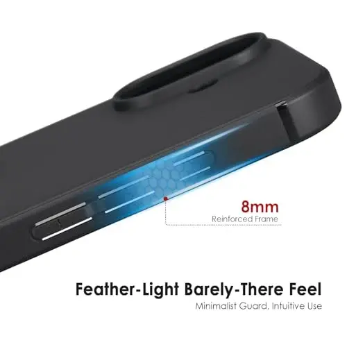 TENOC iPhone 17 bilan mos keladigan telefon g‘ilofi, qora g‘ilof barmoq izlariga qarshi himoya bamperi, 6,3 dyuym uchun mat qopqoq - 4