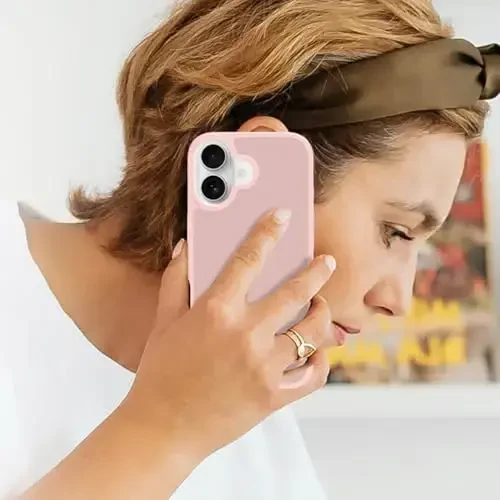 TENOC Phone Case Compatible with iPhone 17, Pink Case Translucent Protective Bumper Matte Hard Back Cover for 6.3 Inch - 7