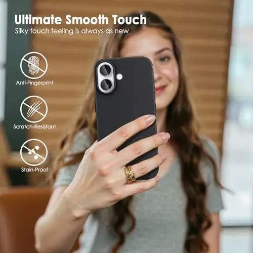 TENOC Phone Case Compatible with iPhone 17, Black Case Anti-Fingerprint Protective Bumper Matte Cover for 6.3 Inch - 6