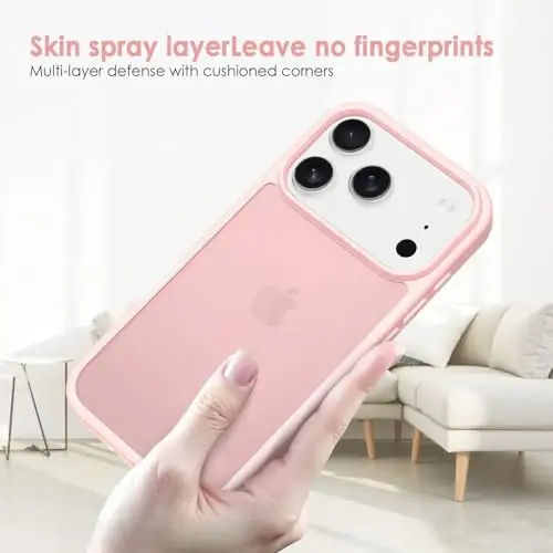 TENOC Phone Case Compatible with iPhone 17 Pro, Pink Case Translucent Protective Bumper Matte Hard Back Cover for 6.3 Inch - 4