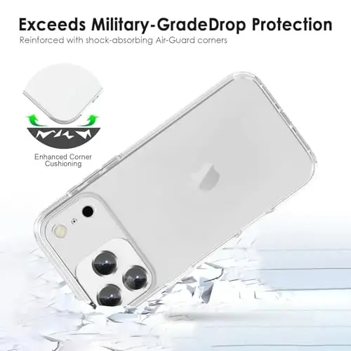 TENOC Phone Case Compatible with iPhone 17 Pro, Clear Case Shockproof Protective Bumper Slim Cover for 6.3 Inch - 4