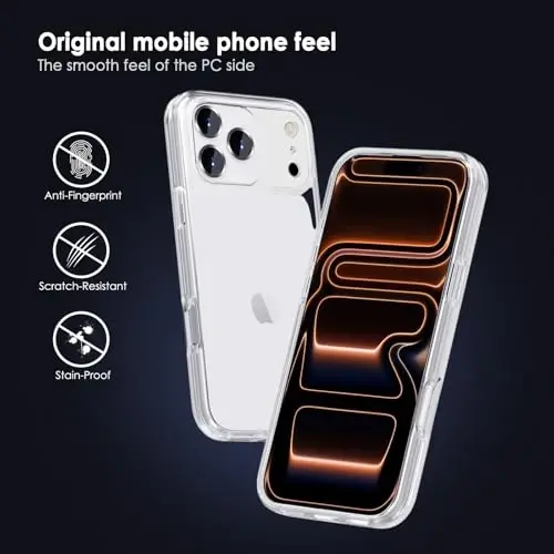 TENOC Phone Case Compatible with iPhone 17 Pro, Clear Case Shockproof Protective Bumper Slim Cover for 6.3 Inch - 5