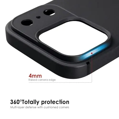 TENOC Phone Case Compatible with iPhone 17 Pro, Black Case Anti-Fingerprint Protective Bumper Matte Cover for 6.3 Inch - 3