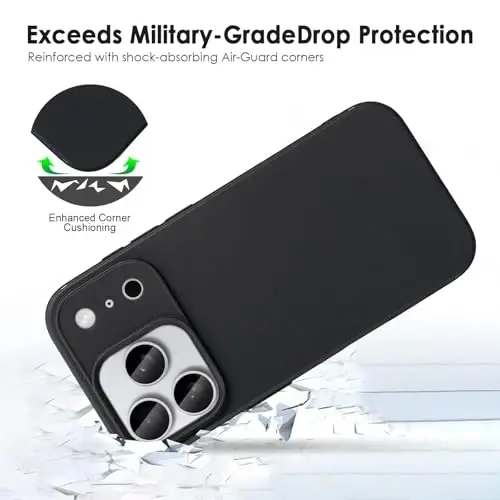 TENOC Phone Case Compatible with iPhone 17 Pro, Black Case Anti-Fingerprint Protective Bumper Matte Cover for 6.3 Inch - 5