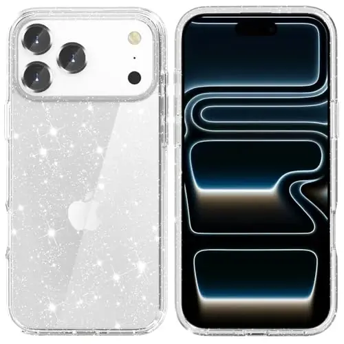 TENOC iPhone 17 Pro Max bilan mos keladigan telefon g'ilofi, Yaltiroq g'ilof Shaffof yorqin himoya bamperi Qizlar Ayollar uchun yoqimli qopqoq - TENOC