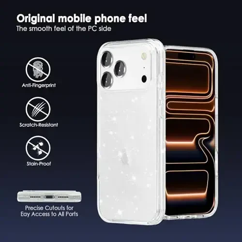 TENOC iPhone 17 Pro Max bilan mos keladigan telefon g'ilofi, Yaltiroq g'ilof Shaffof yorqin himoya bamperi Qizlar Ayollar uchun yoqimli qopqoq - 5