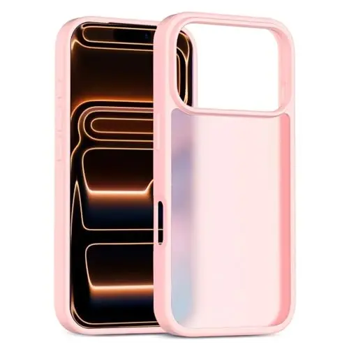 TENOC Phone Case Compatible with iPhone 17 Pro Max, Pink Case Translucent Protective Bumper Matte Hard Back Cover for 6.9 Inch - 1