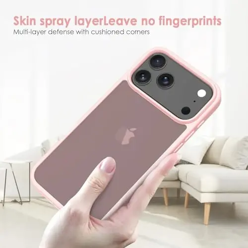 TENOC Phone Case Compatible with iPhone 17 Pro Max, Pink Case Translucent Protective Bumper Matte Hard Back Cover for 6.9 Inch - 4