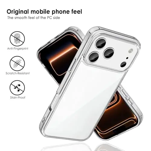 TENOC Phone Case Compatible with iPhone 17 Pro Max, Clear Case Anti-Yellowing Protective Bumper Hard Back Cover for 6.9 Inch - 6