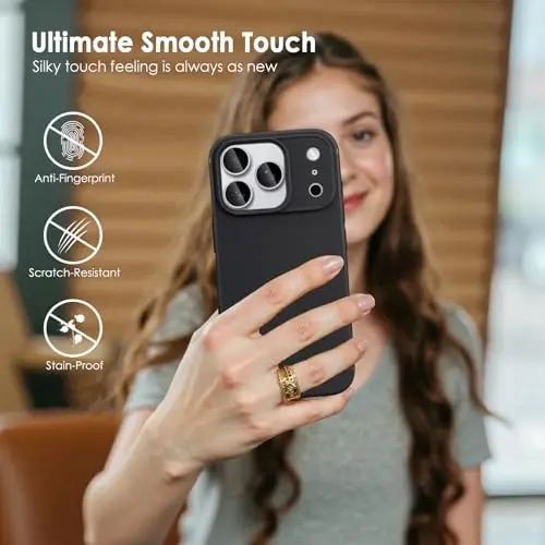 TENOC Phone Case Compatible with iPhone 17 Pro Max, Black Case Anti-Fingerprint Protective Bumper Matte Cover for 6.9 Inch - 6