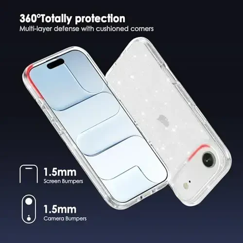 TENOC Phone Case Compatible with iPhone Air, Glitter Case Clear Sparkling Protective Bumper Cute Cover for Girls Women - 3