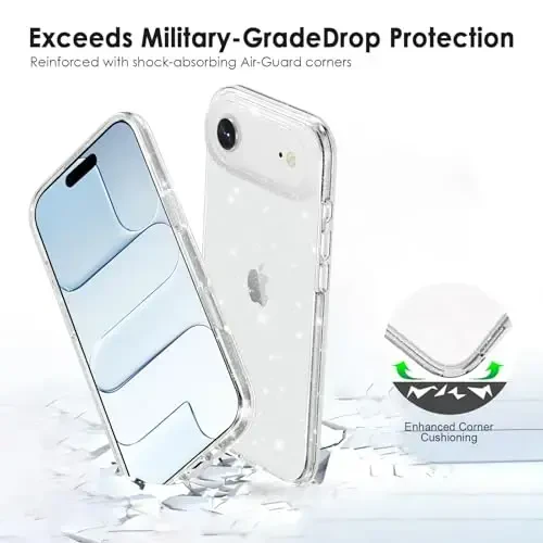 TENOC Phone Case Compatible with iPhone Air, Glitter Case Clear Sparkling Protective Bumper Cute Cover for Girls Women - 4