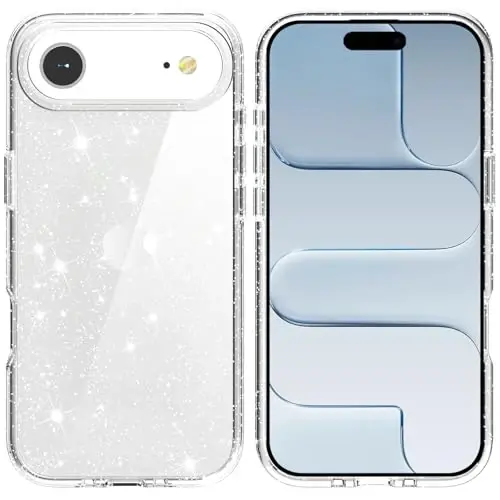TENOC Phone Case Compatible with iPhone Air, Glitter Case Clear Sparkling Protective Bumper Cute Cover for Girls Women - TENOC