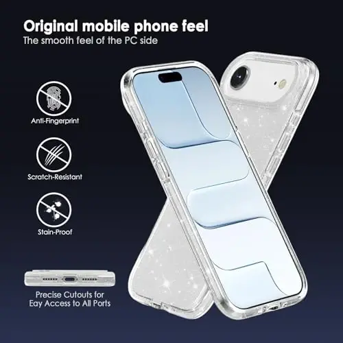 TENOC Phone Case Compatible with iPhone Air, Glitter Case Clear Sparkling Protective Bumper Cute Cover for Girls Women - 5