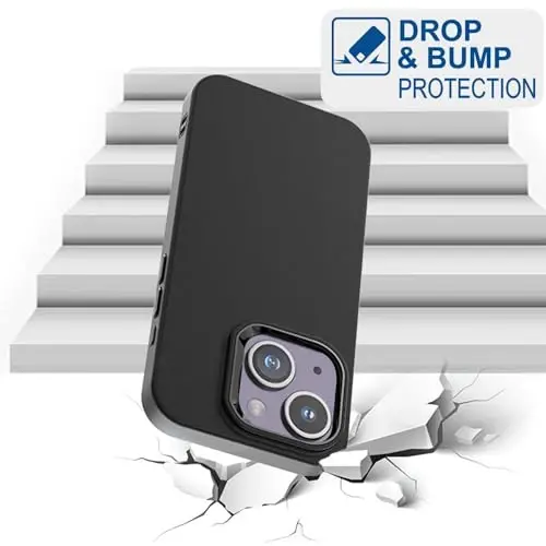 TENOC Phone Case Compatible with iPhone 15, Black Case Anti-Fingerprint Protective Bumper Matte Cover for 6.1 Inch - 4
