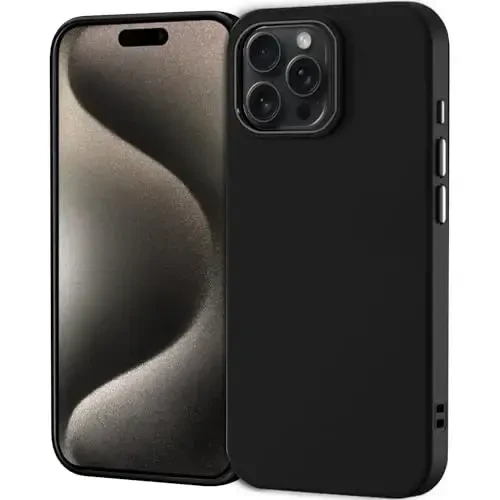 TENOC Phone Case Compatible with iPhone 15 Pro Max, Black Case Anti-Fingerprint Protective Bumper Matte Cover for 6.7 Inch - 1