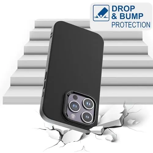 TENOC Phone Case Compatible with iPhone 15 Pro Max, Black Case Anti-Fingerprint Protective Bumper Matte Cover for 6.7 Inch - 4