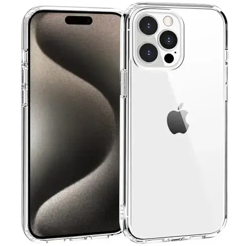 TENOC Phone Case Compatible with iPhone 15 Pro Max, Clear Case Anti-Yellowing Protective Bumper Hard Back Cover for 6.7 Inch - 1