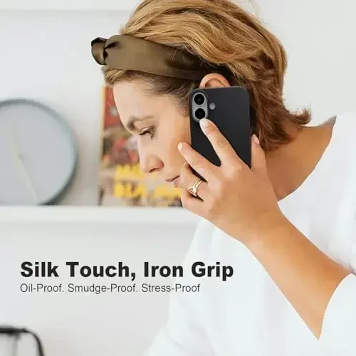 TENOC Phone Case Compatible with iPhone 16, Black Case Anti-Fingerprint Protective Bumper Matte Cover for 6.1 Inch - 7