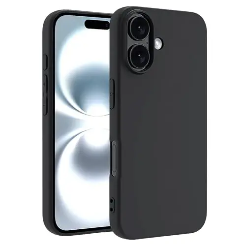 TENOC Phone Case Compatible with iPhone 16, Black Case Anti-Fingerprint Protective Bumper Matte Cover for 6.1 Inch - 1