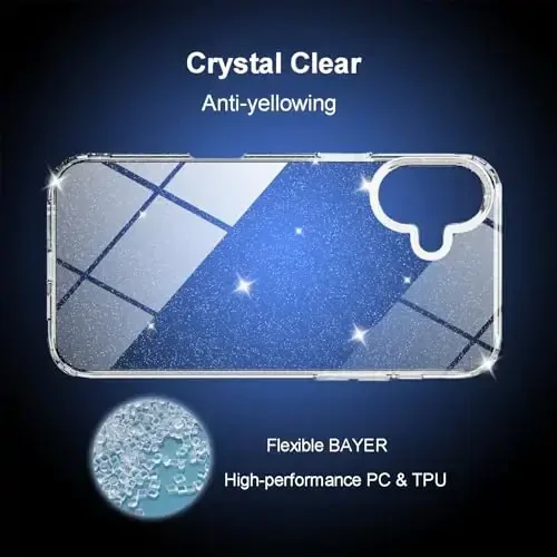 TENOC Phone Case Compatible with iPhone 16, Glitter Case Clear Sparkling Protective Bumper Cute Cover for Girls Women - 6