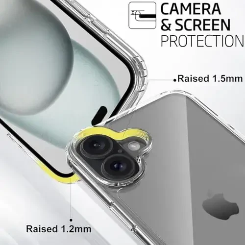 TENOC Phone Case Compatible with iPhone 16 Plus, Clear Case Anti-Yellowing Protective Bumper Hard Back Cover for 6.7 Inch - 5