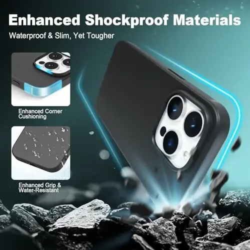 TENOC Phone Case Compatible with iPhone 16 Pro, Black Case Anti-Fingerprint Protective Bumper Matte Cover for 6.3 Inch - 3