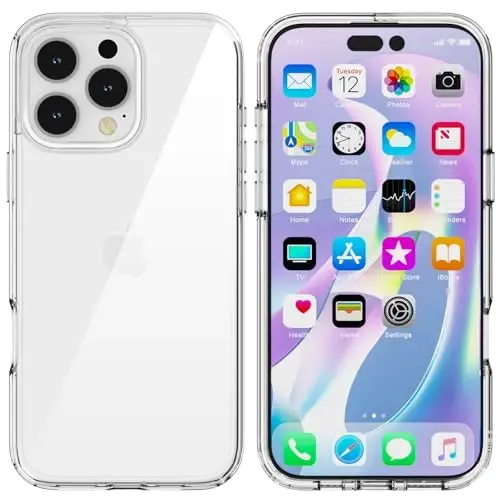 TENOC Phone Case Compatible with iPhone 16 Pro Max, Clear Case Shockproof Protective Bumper Slim Cover for 6.9 Inch 