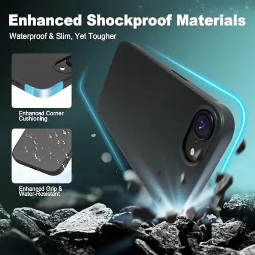 TENOC Phone Case Compatible with iPhone 16e, Black Case Anti-Fingerprint Protective Bumper Matte Cover for 6.1 Inch - 3